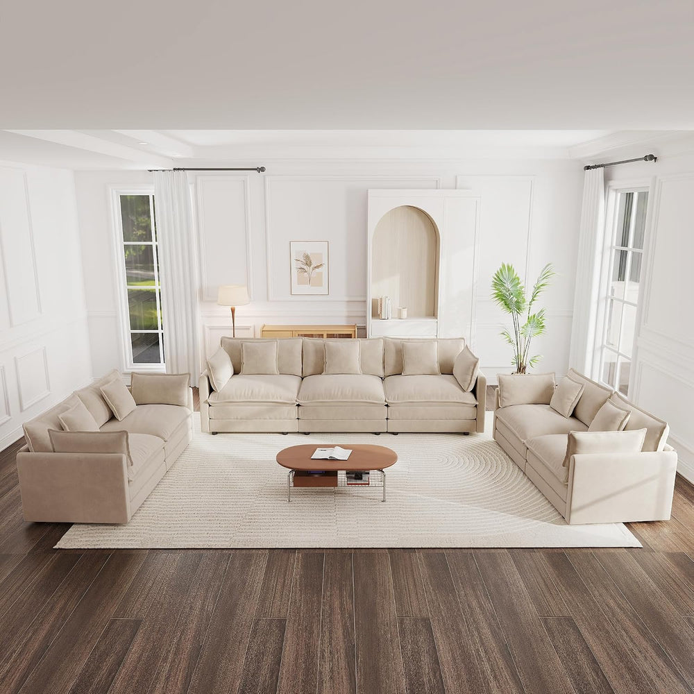 mikibama Luxury Oversized 3 Piece Sofa Set, 2 Pieces of 2 Seater and 1 Piece ...