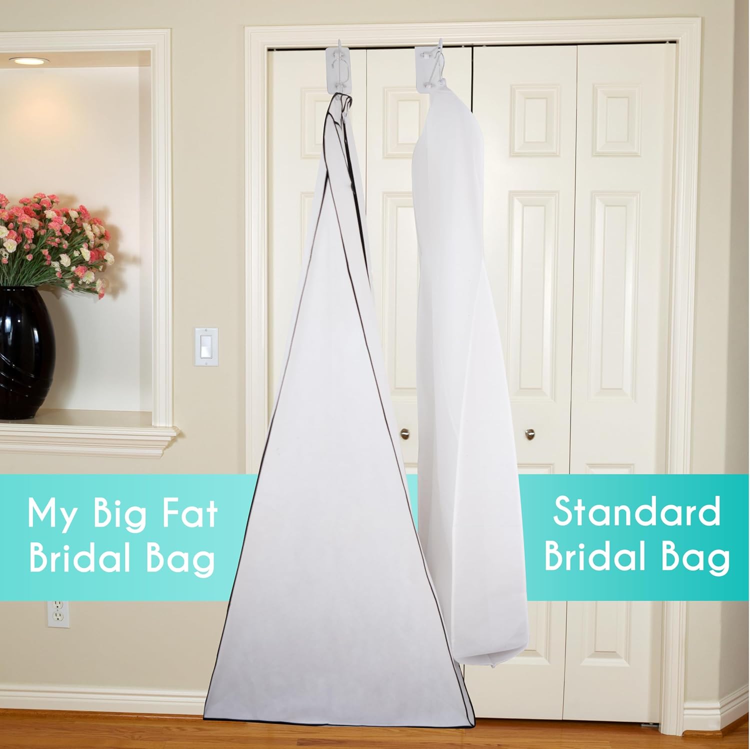 My Big Fat Bridal Bag - Garment Bag for Extra Large Wedding Gowns and Dresses - 72" x 24" with 32" Gusset