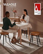 VASAGLE EKHO Collection - Dining Chairs Stools Set of 2, Upholstered Kitchen Chairs, Vanity Stools, Synthetic Leather with Stitching, Mid-Century Modern, 19-Inch Tall, Easy Assembly, Caramel Brown