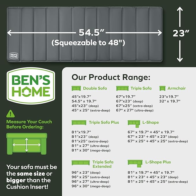 BEN'SHOME® Loveseat Cushion Support for fix Sagging Seats - Heavy Duty Solid .5" Wood Sofa Support Board | Adjustable 48"-54.5" x 23" Under Cushion Insert | Non-Slip Furniture Saver | 400 LB Capacity