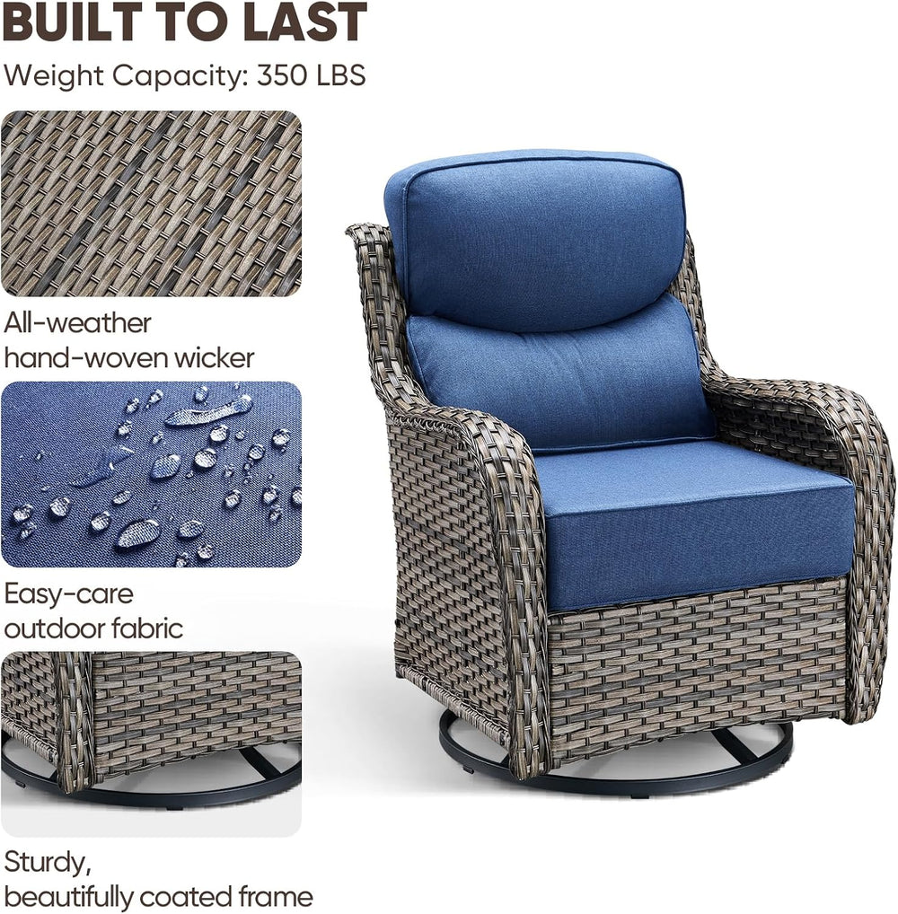 Swivel Patio Chairs sofa Set of 4 with 6" Thick Cushion - Wicker Outdoor...