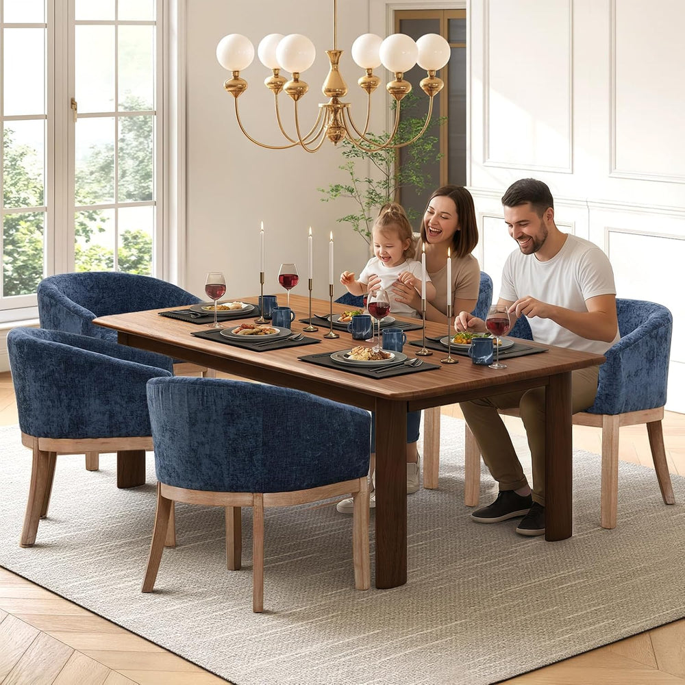 SoarFlash Modern Upholstered Barrel Dining Chair Set of 4, Natural Hardwood F...