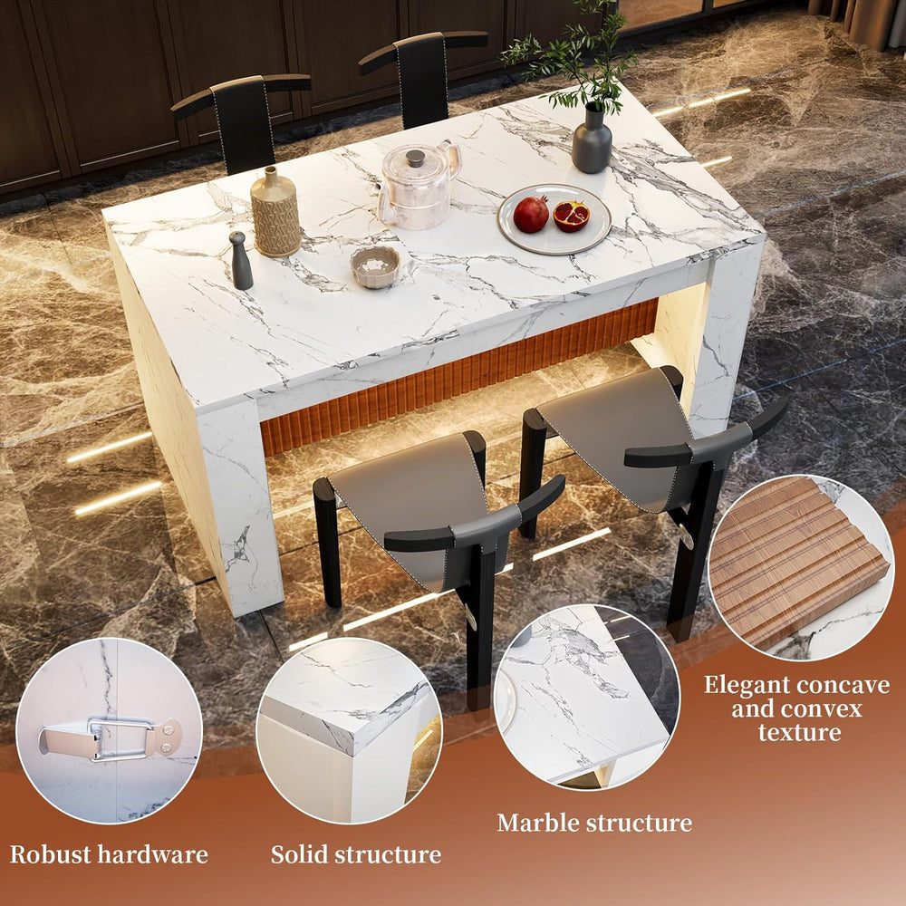 63"*35.4" Large Imitation Marble Dining Table, Mordern Bar Marble S...
