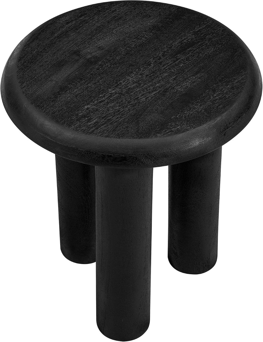 Modway Mavina Mango Wood Round Side Table in Black - Modern Wood Accent Table...