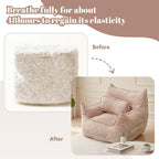 Bean Bag Chairs for Adults, Boneless Chair with Pillow for Bedroom, Khaki | Soft Foam Filled Floor Chair for Living Room, Bedroom, Lazy Sofa, Vacuum Packed Easy to Gift, 48H to Expand
