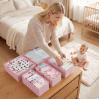 GRANNY SAYS Drawer Organizer Clothes, 12 Pack Dresser Organizer Bins for Nursery, Closet Organization and Storage Dividers for Clothing, Baby Clothes, Underwears, Pink
