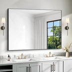 36x48 Inch Black Rectangle Mirrors for Wall, Large Bathroom Mirror for Over Sink, Black Framed Rectangular Mirror for Living Room Bedroom Bathroom, Hangs Horizontally or Vertically