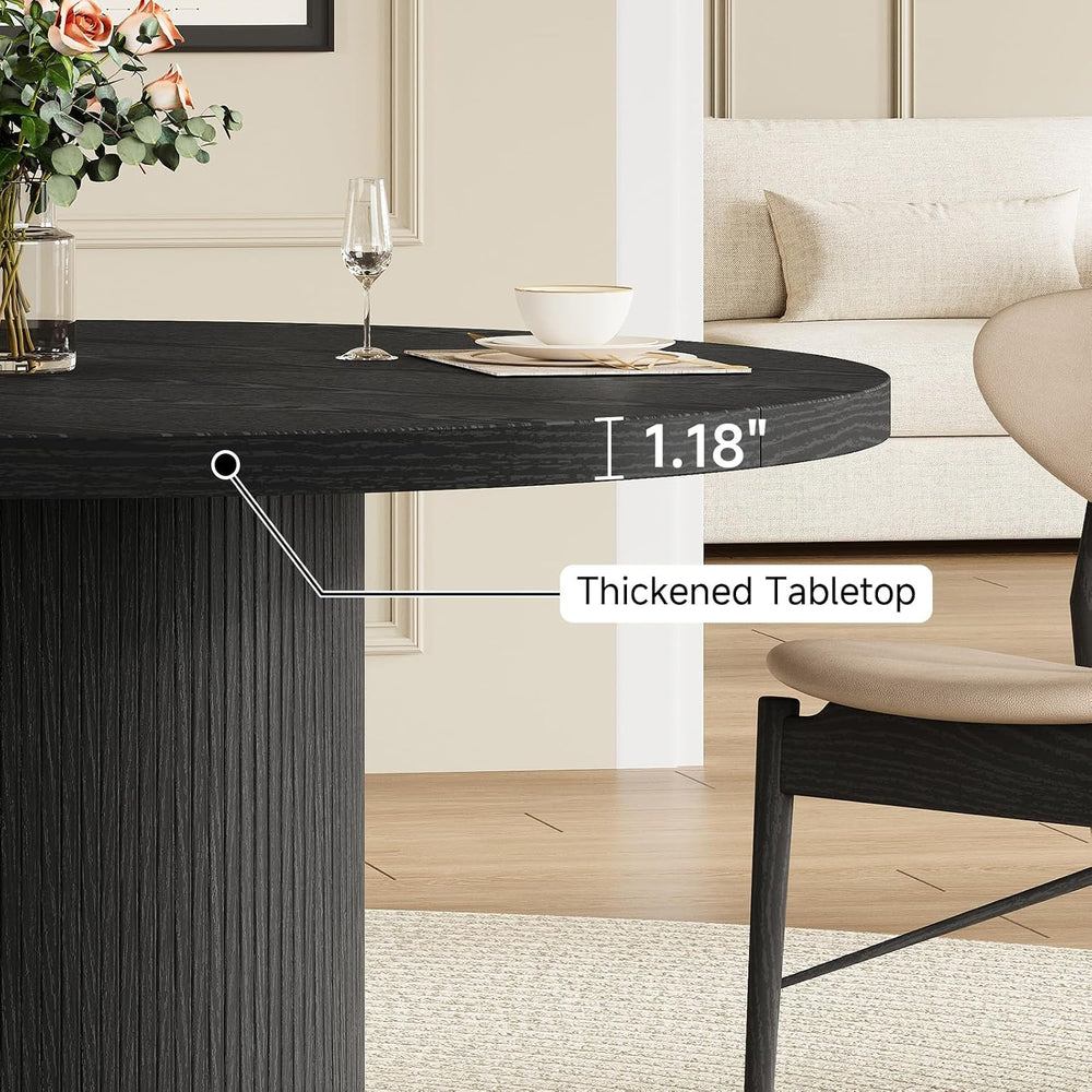 Round Kitchen Dining Table for 4-6 People, 47 inch Mid-Century Circle Dinner ...