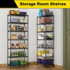 GIOTORENT 7-Wire Garage Shelving Storage Shelves, Kitchen Storage Adjustable Shelf, Metal Shelves 1400Lbs Capacity 24" W x 14" D x 71.6" H for Laundry Bathroom Pantry Closet, Black