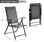 Yaheetech Patio Folding Dining Chairs Set of 4, Stackable Outdoor Lawn Chairs with 8 Adjustable Back Positions and Armrest for Garden, Lawn, Yard and Beach, Dark Gray
