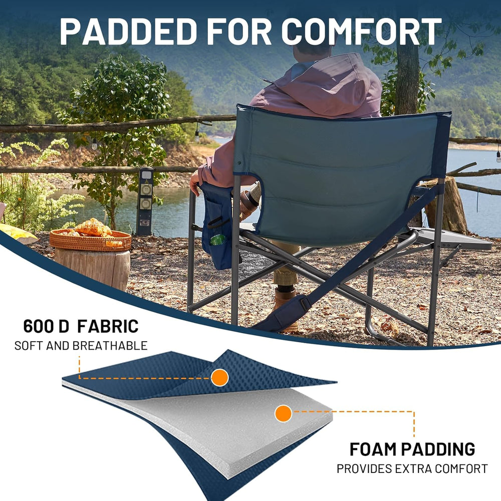 TIMBER RIDGE XXL Director’s Chair – Heavy Duty Folding Chair with Side Table,...