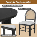 Ball & Cast Retro 5 Pieces Dining Table Set with 4 Upholstered Chairs,Kitchen Table and Chairs for 4 W/ 58" Round Extendable Kitchen Desk,for Small Space,Apartment,Dining Room,Espresso