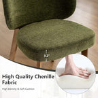 YOUNIKE Olive Green Dining Chair with High Back Set of 3 Mid Century Modern Kitchen Chair Boucle Fabric Upholstered Armless Accent Chair 20" Wide Padded Seat with Wooden Legs for Living Room Bedroom
