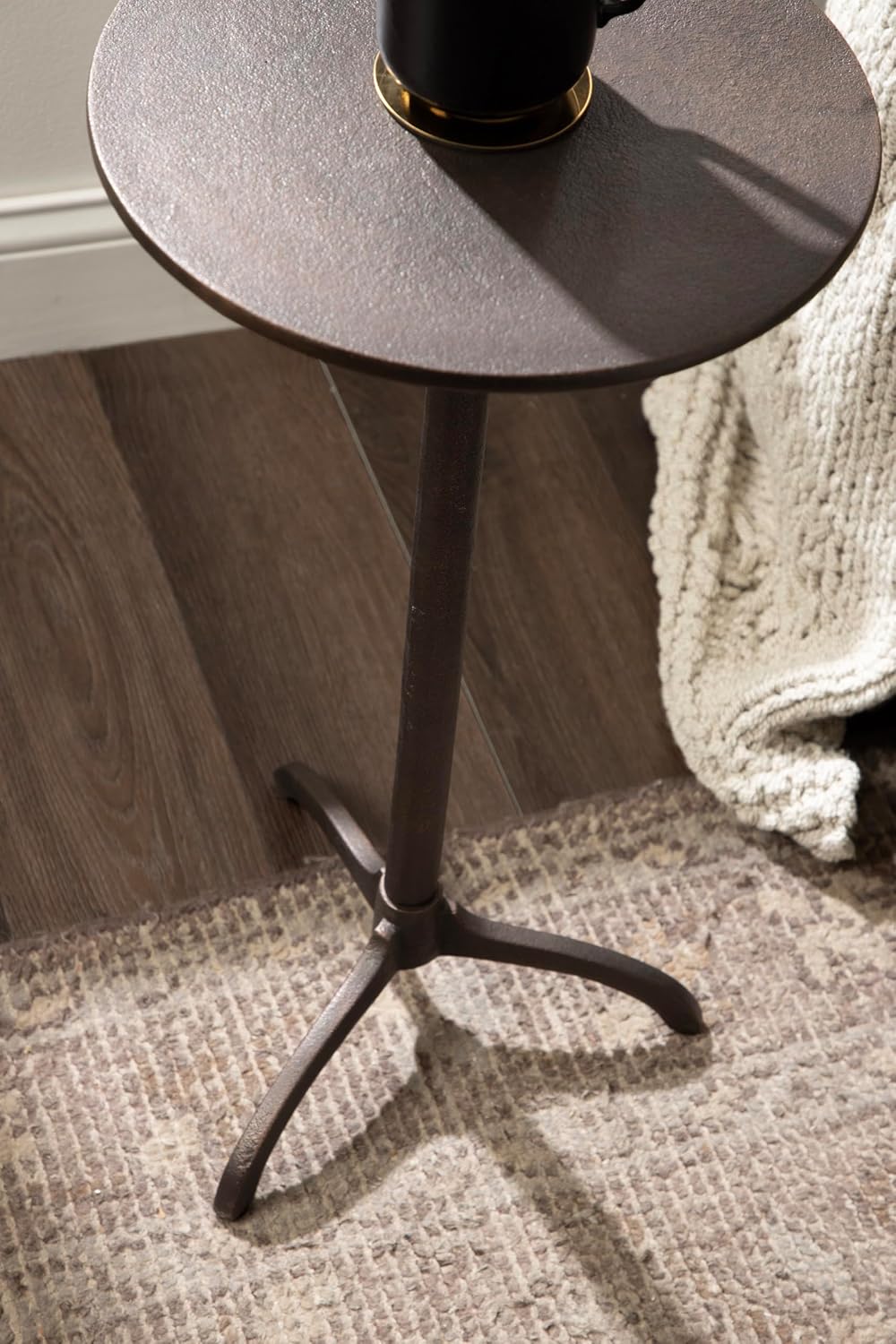 Kate and Laurel Henshall Mid-Century Metal Round Side Table, 12 x 12 x 24, Br...