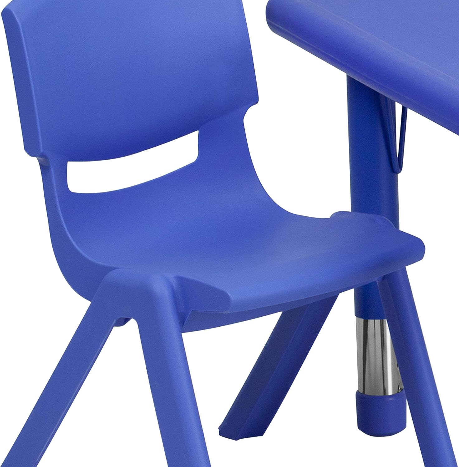 Flash Furniture Emmy 24'' Square Blue Plastic Height Adjustable Activity Table Set with 2 Chairs