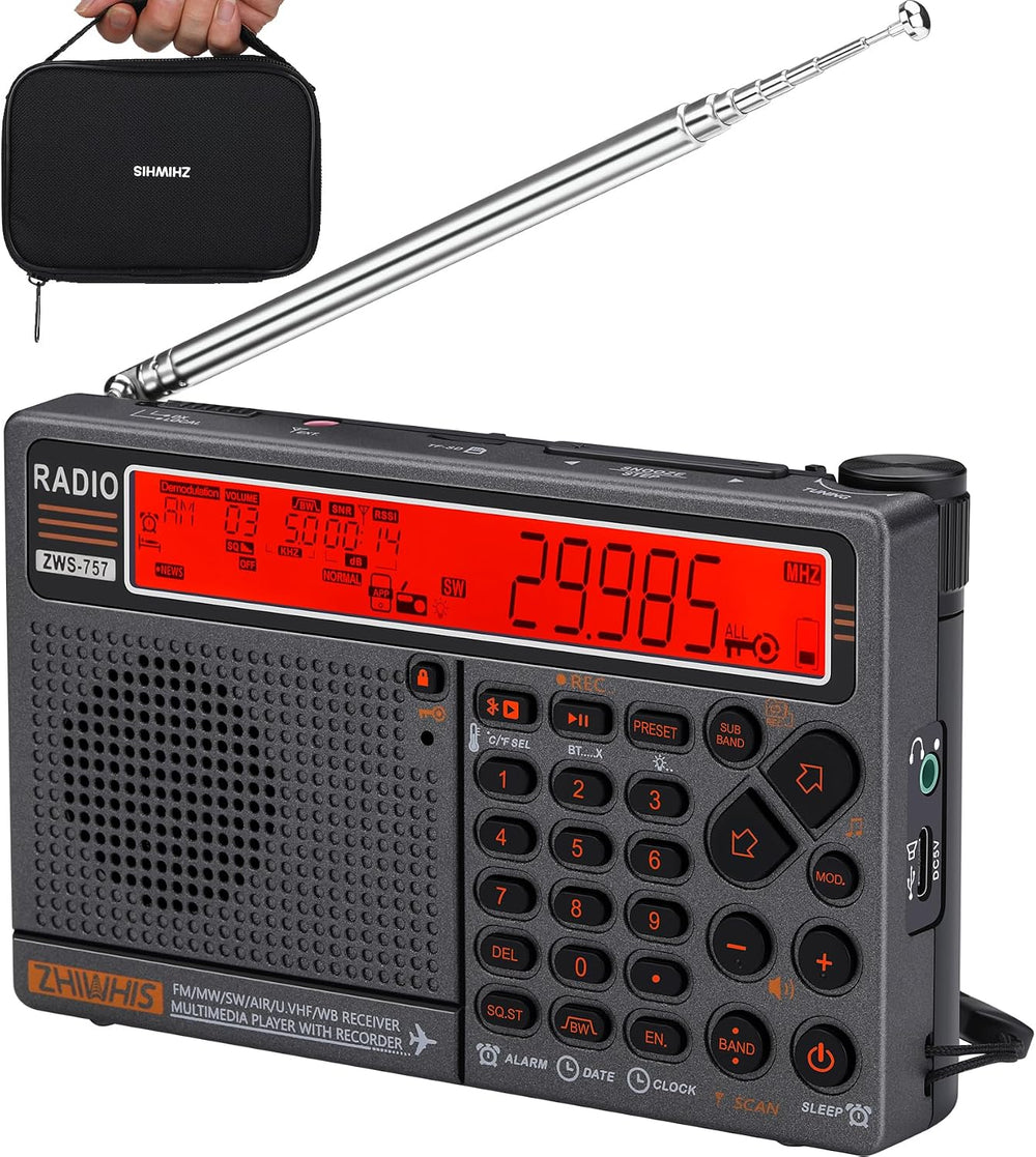 ZHIWHIS Shortwave Radio with APP Control and Antenna Port, AIR AM FM SW UHF V...