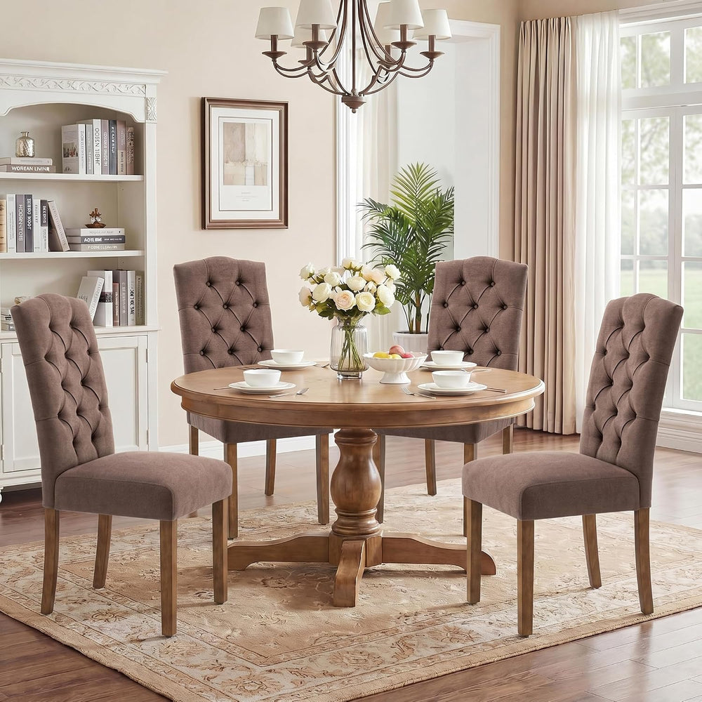 Tufted Dining Chair Fabric Button Upholstered Modern Kitchen Diner Set of 2 |...