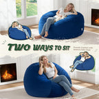 ZurNesfure Bean Bag Chairs for Adults 3FT Large Bean Bag Chair Memory Foam Filled Lazy Sofa with Removable Washable Cover Beanbag for Living Room Bedroom Dorm (Blue, Medium)