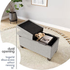 STORAGEBUD Storage Ottoman Bench with Bins, 30-in Storage Bench for Bedroom End of Bed, Folding Foot Rest Ottoman for Living Room Max 660lbs, Fabric Ottomans, Light Grey