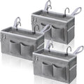 3pcs Bedside Caddy Hanging Storage Bag, Water Cup Holders, Organizer Baskets with Pockets for Bunk Bed Shelf, Hospital Beds, Loft & Dorm Rooms Accessories (Bedside bag-Grey)