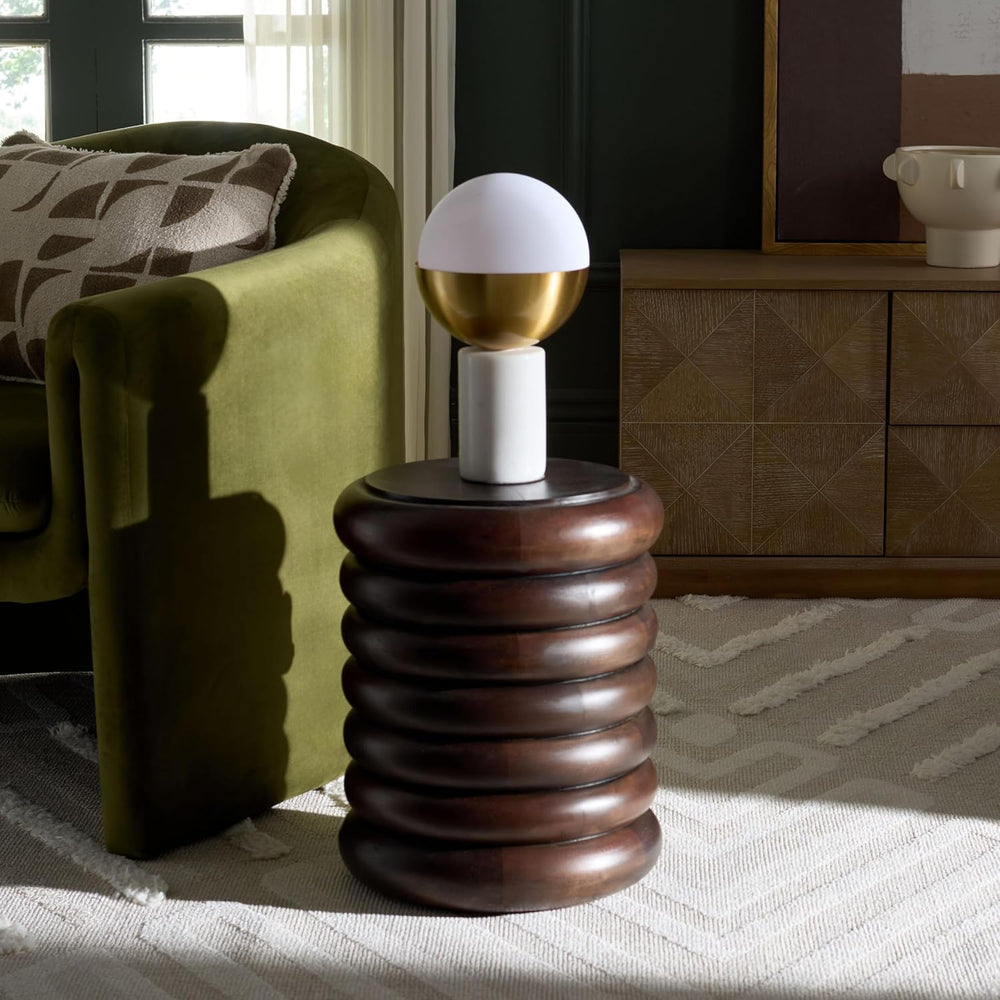 SAFAVIEH Home Collection - Anatoly Brown Accent Table, Sculptural Round Side ...