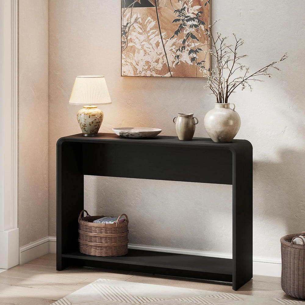42.3" Modern U-Shaped Console Table, 11.5" Narrow Waterfall Entrywa...