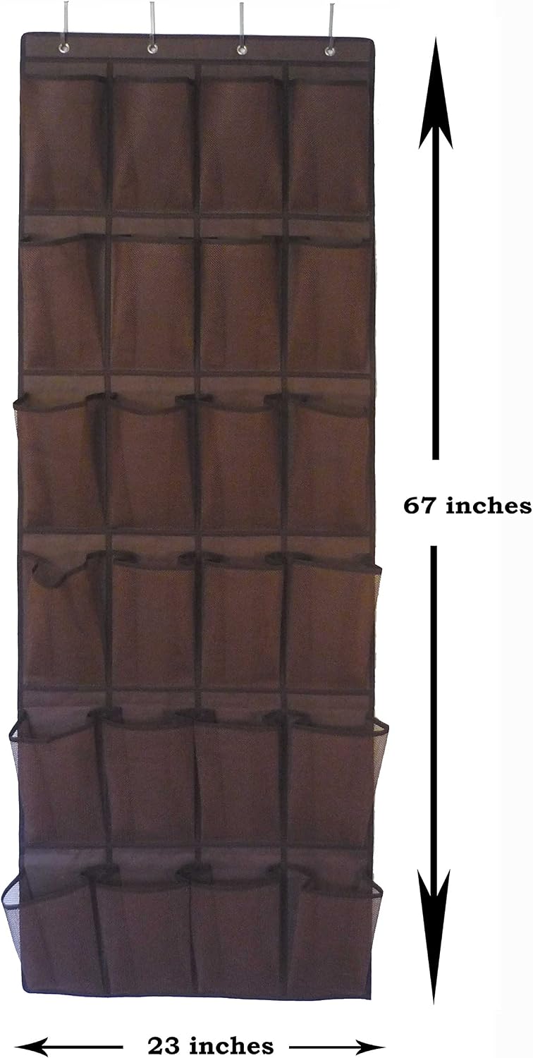 Roomganize Large Over the Door Shoe Organizer for Mens Sneakers (Bison brown)