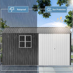10x12 FT Outdoor Metal Storage Shed with Window, Large Lockable Metal Garden Tool Shed with Heavy-Duty Frame for Backyard, Patio, and Lawn, Black