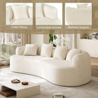 Modern Curved Couch,Oversized 4 Seater Boneless Chenille Sofa,Cream White | Oversized Curved Sofa with Deep Seats,High Foam and 4 Pillows,Cloud Couch for Living Rooms,Bedrooms ,Apartments,No Assembly
