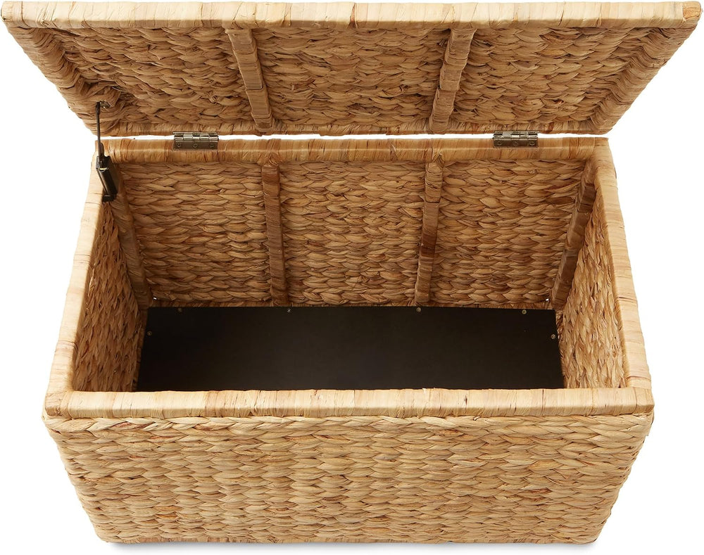 Casafield 30" Storage Chest with Lid, Handles, and Safety Hinge - Natura...