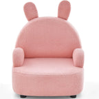 INFANS Kids Sofa with Footstool, 2 Seat Toddler Upholstered Couch, Children Armrest Chair Lounge for Nursery Kindergarten Kids Room Boys Girls, Sturdy Wood Construction Velvet Surface (Rabbit)