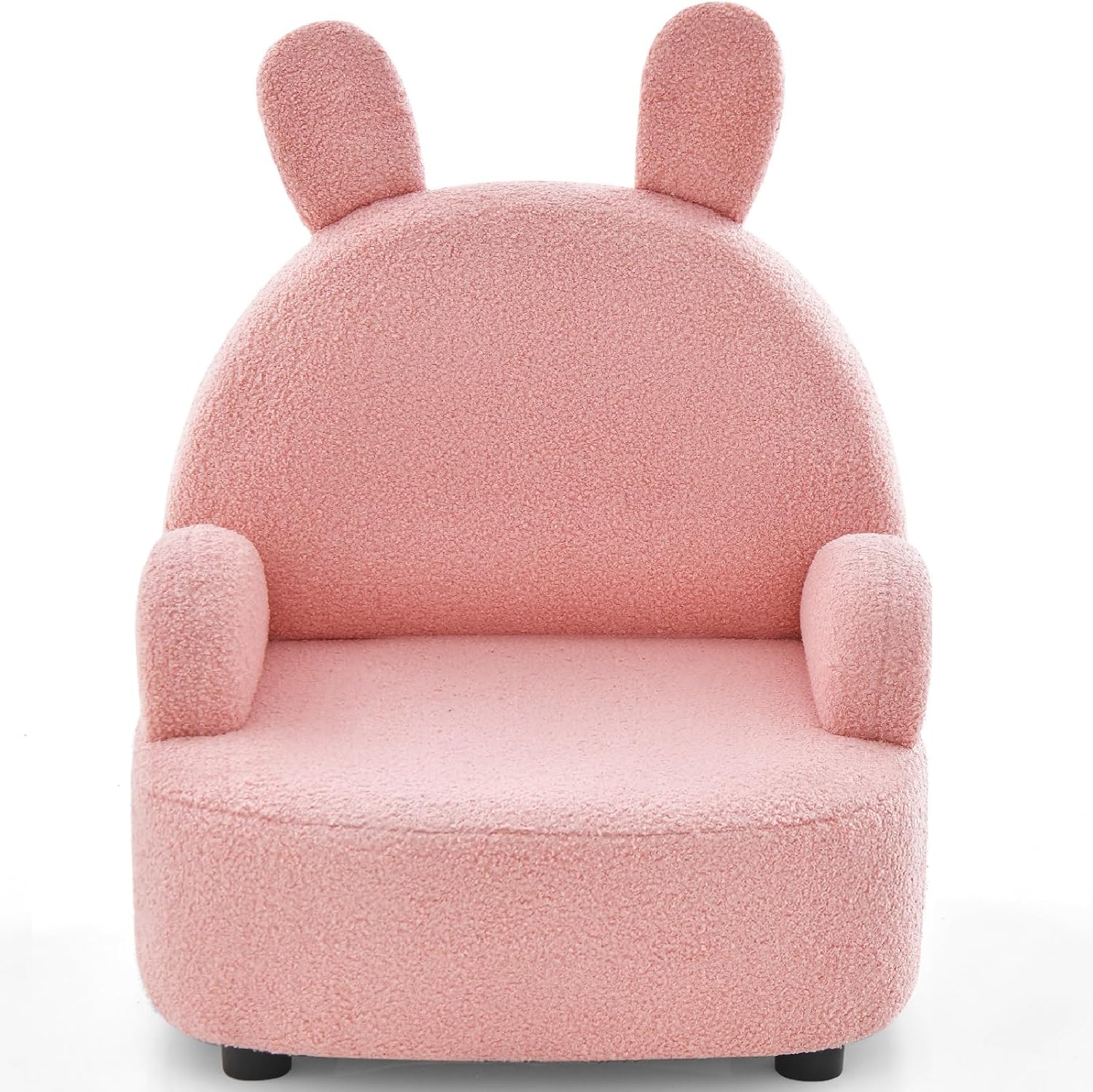 INFANS Kids Sofa with Footstool, 2 Seat Toddler Upholstered Couch, Children Armrest Chair Lounge for Nursery Kindergarten Kids Room Boys Girls, Sturdy Wood Construction Velvet Surface (Rabbit)