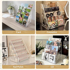 Acrylic CD Rack 5-Tier Cascading CD Storage Organizer, Holds Up to 30 CD Jewel Cases, Clear CD & DVD Display Shelf for Music, Postcards & Cosmetics（1PC）
