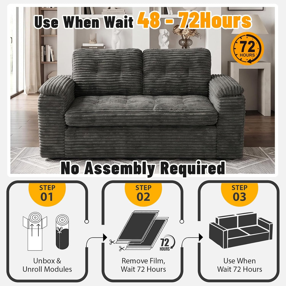 Loveseat Sofa for Living Room, Small Cloud Couch with Double-Density Foam Sup...