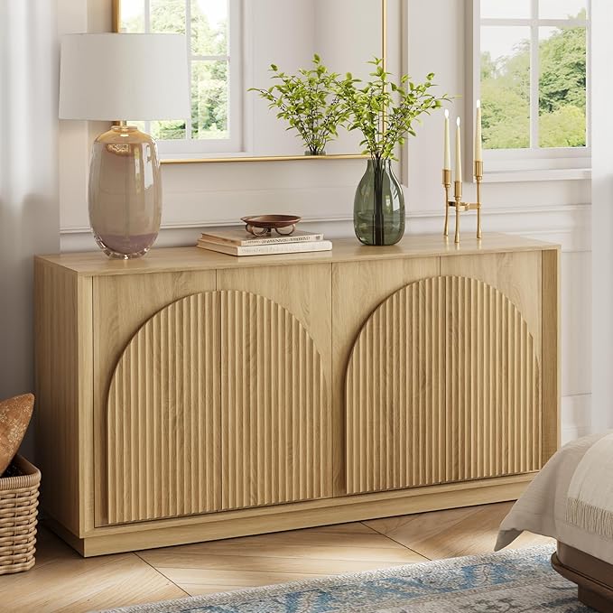 win2win Fluted Sideboard Buffet Cabinet with Storage, 65" Modern Accent ...