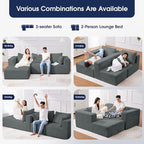 KINGYES 107'' Modular Sectional Sofa, L Shaped Cloud Couch for Living Room, Modern Boneless Sofa with Chaise for Bedroom, Light Gray