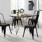 Devoko Metal Dining Chair Set of 4, 18 Inch Seat Height Chair, Stackable Classic Trattoria Metal Chairs 300 Weight Capacity for Indoor Outdoor Home Kitchen Patio Cafe Restaurant Use