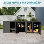 Domi Outdoor Kitchen Island with Sink, Aluminum Outdoor Kitchen Cabinet with Large Storage Space, Powder-Coated Weather Resistant Patio BBQ Prep Station with Drop-in Sink and Wide Countertop