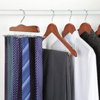 TOPIA HANGER Tie Rack Hanger for Closet 2 Packs, Wooden Tie Organizer for Men with 24 Folding Hooks, Space Saving Necktie Holder for Storage and Display Bra, Tank Top, Camisole (Walnut)-CT14WA-2