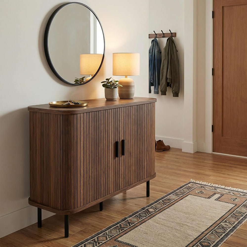 HOMCOM 35.4" Sideboard Buffet Cabinet with Storage, Nordic Coffee Bar Ca...