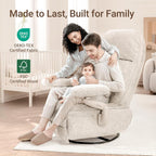 MAMAZING Lullacloud Swivel Rocker Recliner Chair for Adults with Adjustable Armrests & Headrest, Glider Rocking Chair Indoor with Removable Cover, Reading Chair for Living Room Bedroom