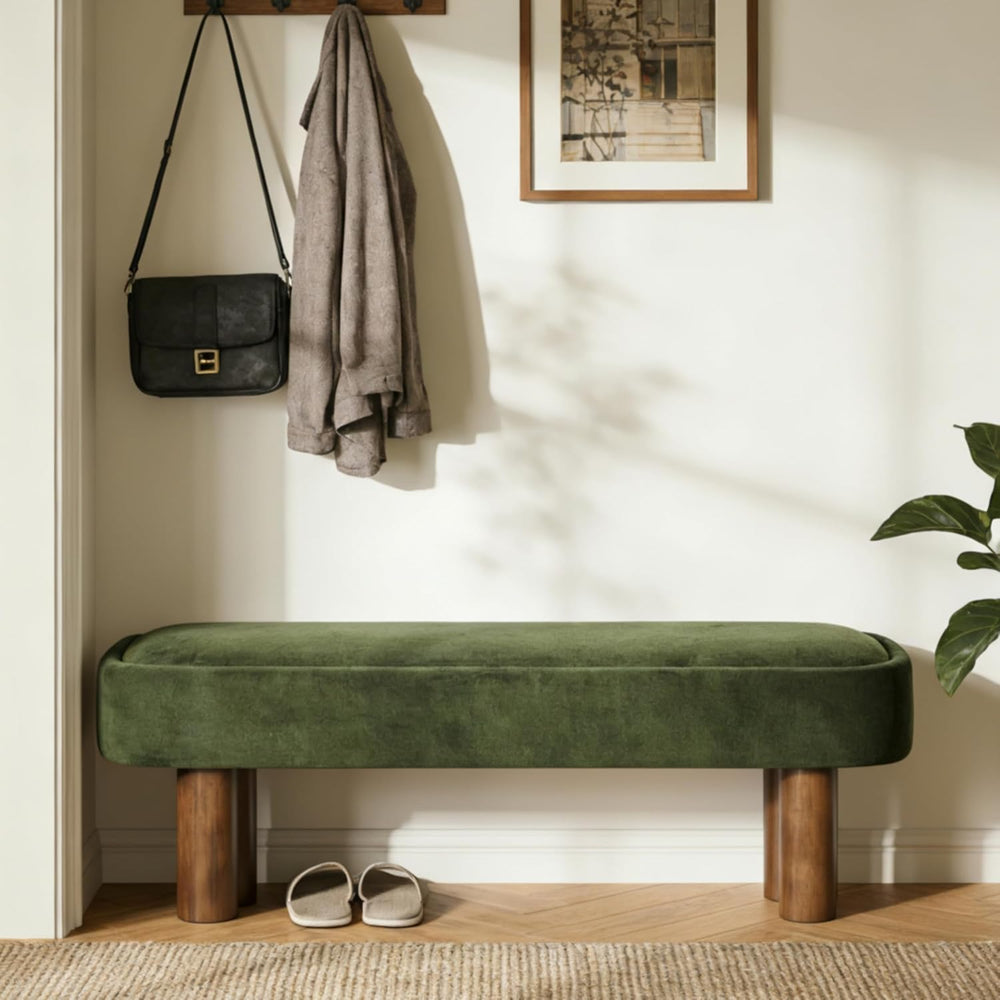 Christopher Knight Home Damas Fabric Upholstered Dining Bench, Wooden Entrywa...
