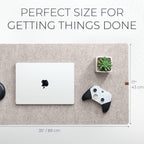 Nordik Large Felt Desk Mat – Stone Oat Beige – 35 x 17 inch – Computer Desk Mat – Keyboard and Mouse Pad – Large Desktop Felt Pad