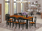 East West Furniture QUKE9-BCH-W 9 Piece Dining Room Furniture Set Includes a Rectangle Kitchen Table with Butterfly Leaf and 8 Dining Chairs, 40x78 Inch, Black & Cherry