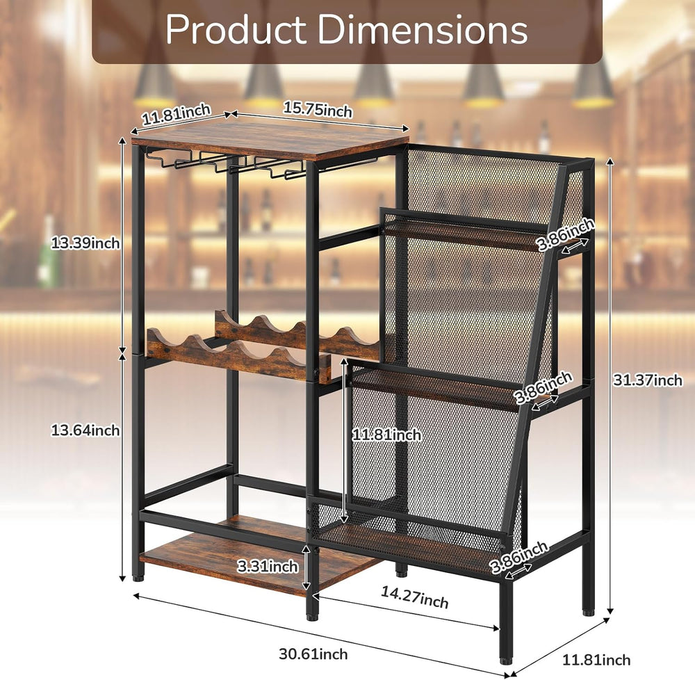 Versatile Liquor Stand for Home Bar, Wine Rack Freestanding Floor, Mini Bar T...