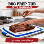 KITCHEN PERFECTION Collapsible XL Smoker & BBQ Prep Tub with Locking Lid & Cutting Board - Grill Caddy Container for Meat Marinating & Brine Perfect For Brisket, Turkey & Ribs - Best Gift For Men