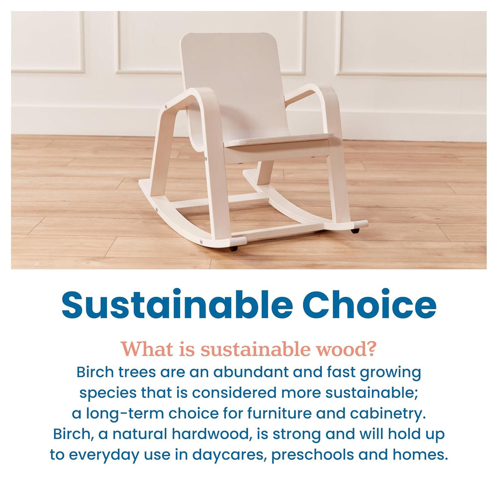 ECR4Kids Bentwood Rocking Chair with Armrests, Montessori, White Wash | Durab...
