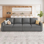 HONBAY Modular Sectional Sleeper Sofa Bed, with Pull Out Bed, Linen Convertible Sectional Couches for Living Room - Dark Grey