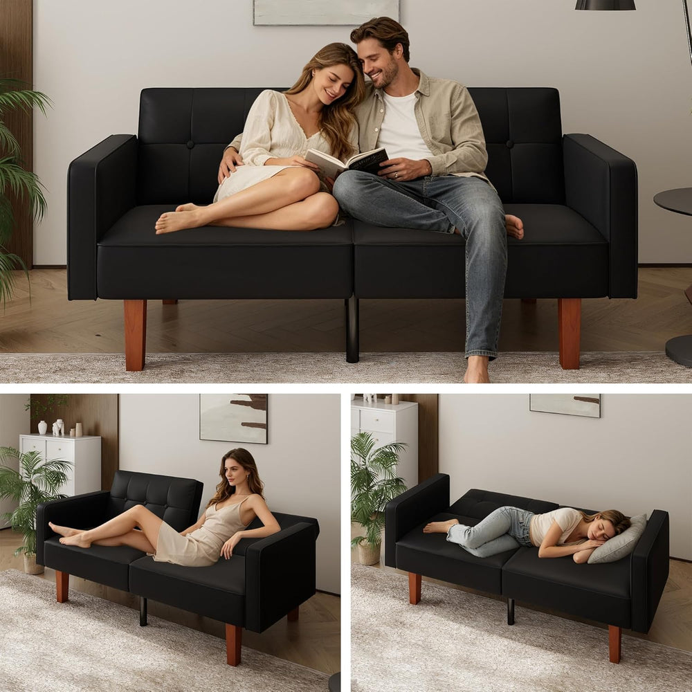 mikibama Convertible Futon Sofa Bed with Split Back,Mid Century Modern Sleepe...