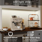 70.8" Kitchen Hutch Cabinet with Storage for Living & Dining Room, Kitchen Pantry Cabinet with LED Light & Outlet, White Cabinet with Walnut Tabletop